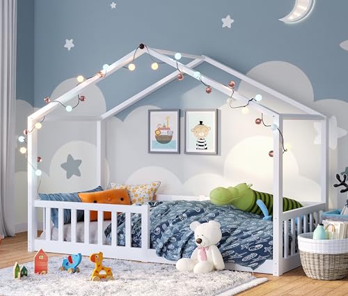 Bellabino Kinderbett Bia 90x200 cm, Hausbett Kinder inkl....