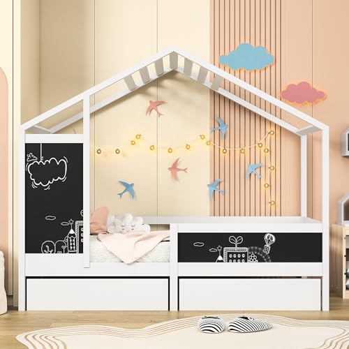 KeepGoon Kinderbett 90x200,Kreatives Hausbett mit 2...