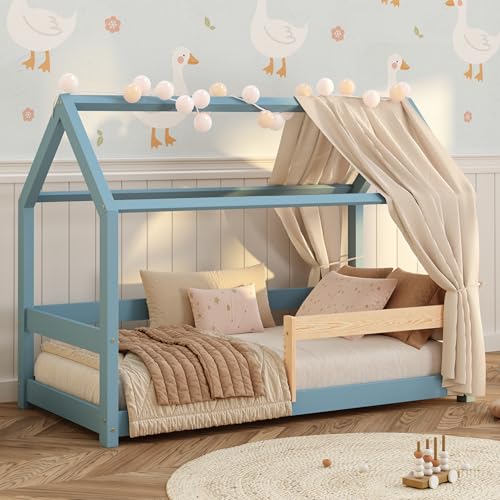 smartwood Montessori Hausbett 90x190 für Kinder - Bodenbett...