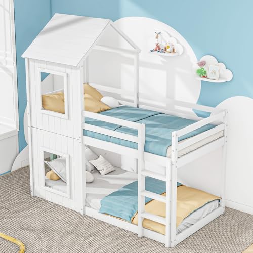 Pawom 90x200cm Etagenbett Für Kinder, Hausbett Mit Leiter &...